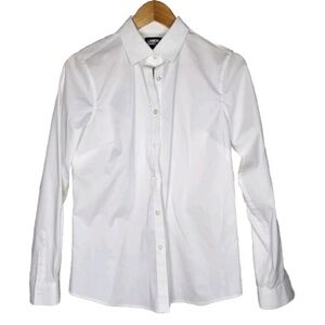 Lands End White Button Down Uniform Shirt